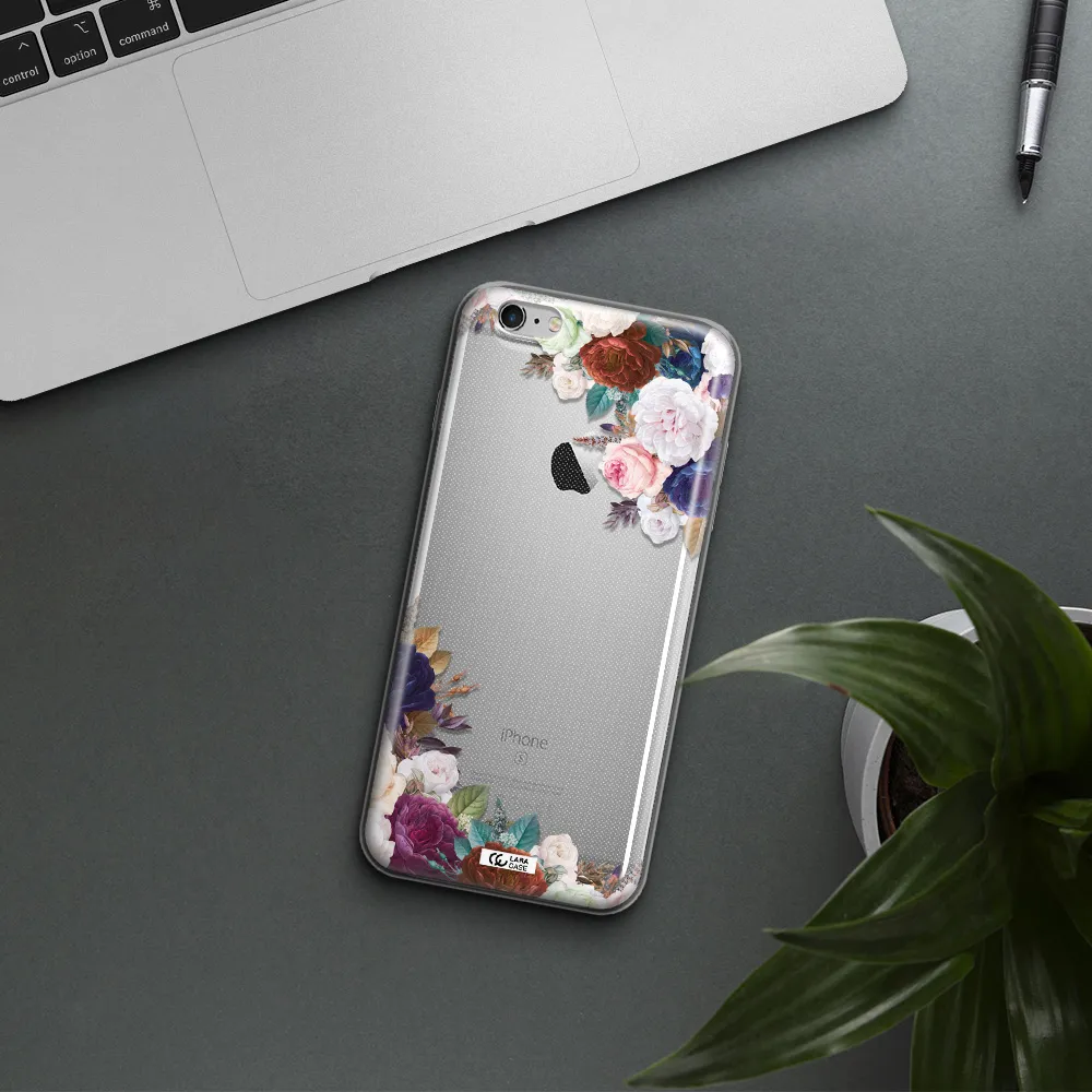 a corner of flowers with leaves Apple iPhone 6 s plus Clear TPU Case