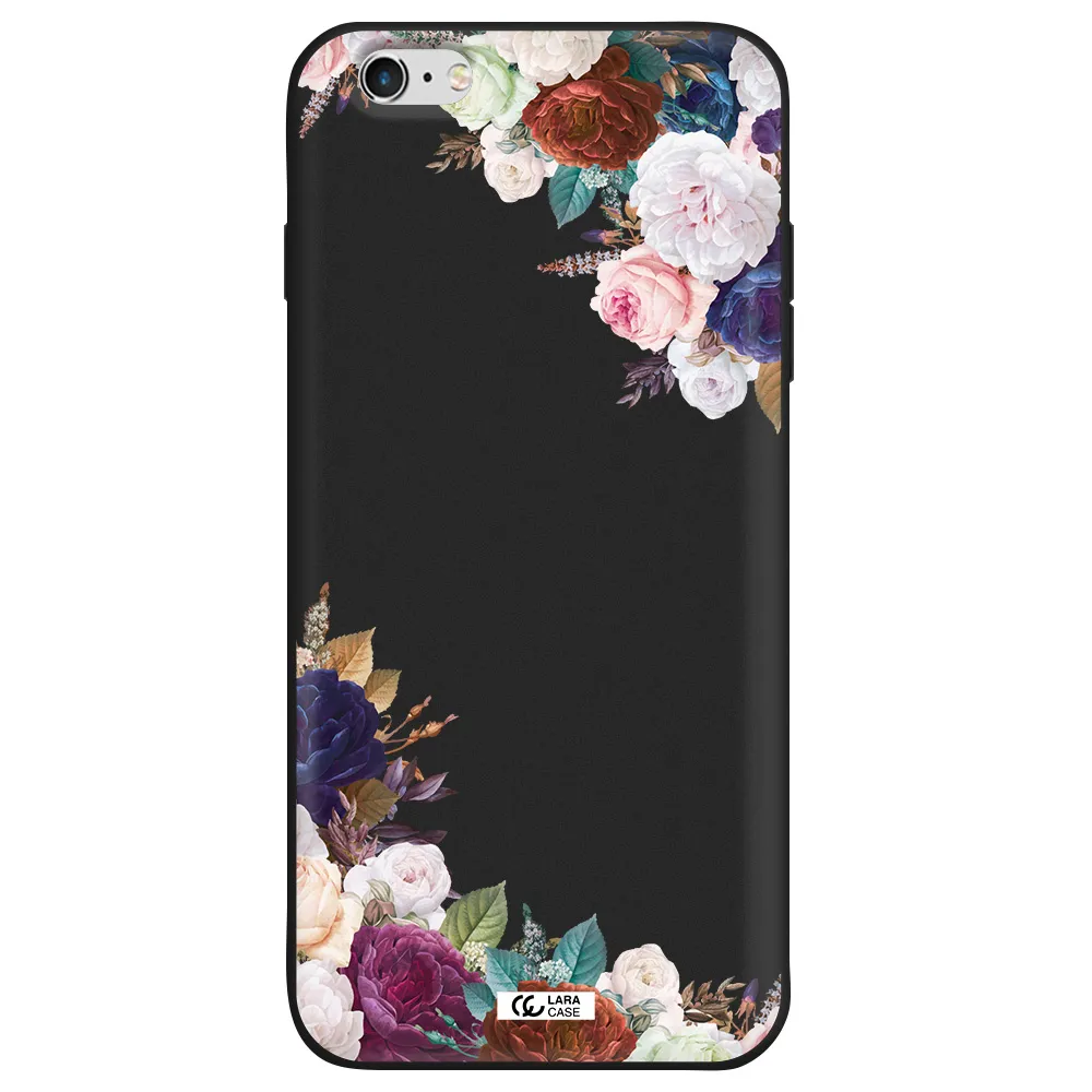 a corner of flowers with leaves Apple iPhone 6 s plus Silicone black Case