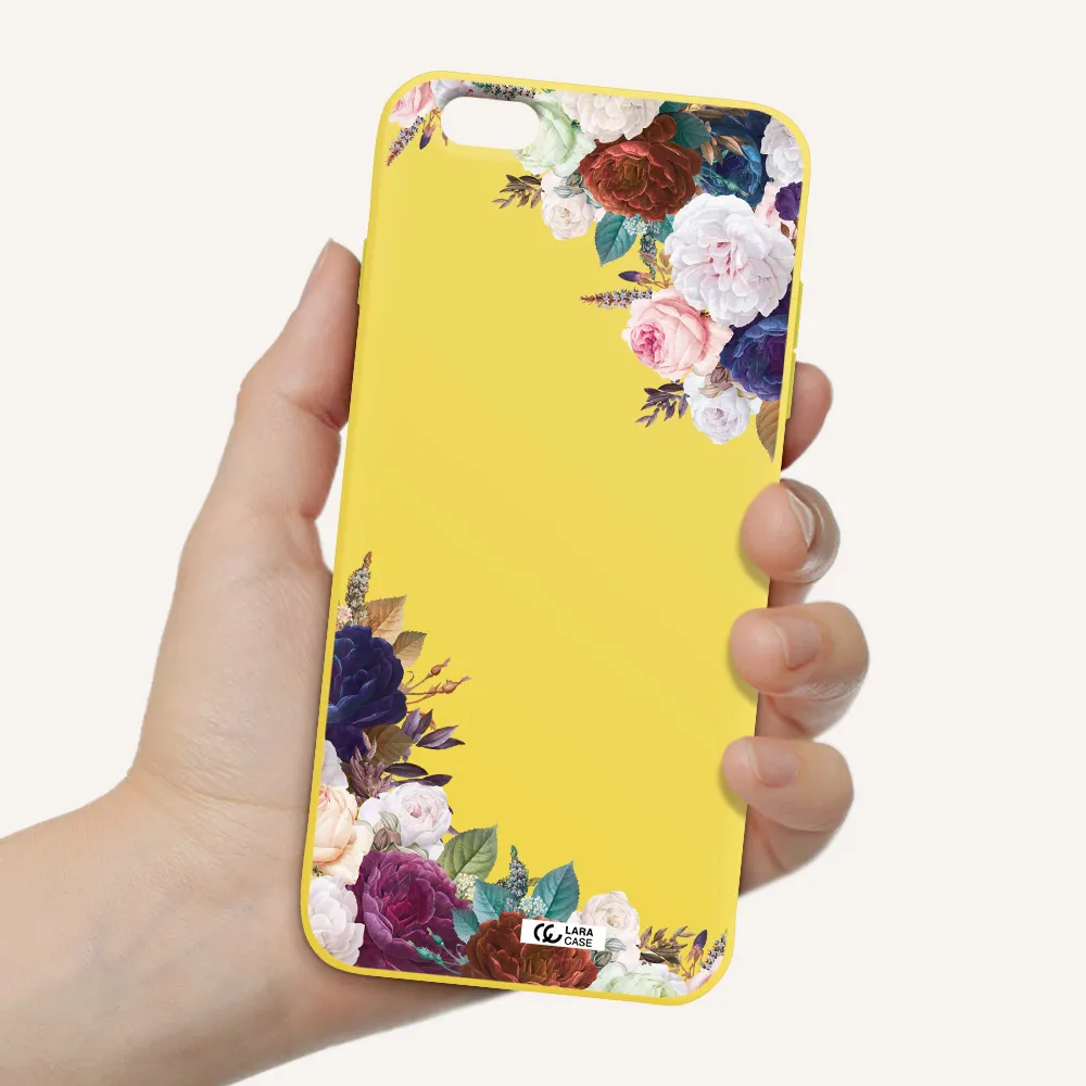 a corner of flowers with leaves Apple iPhone 6 s plus Silicone canary yellow Case