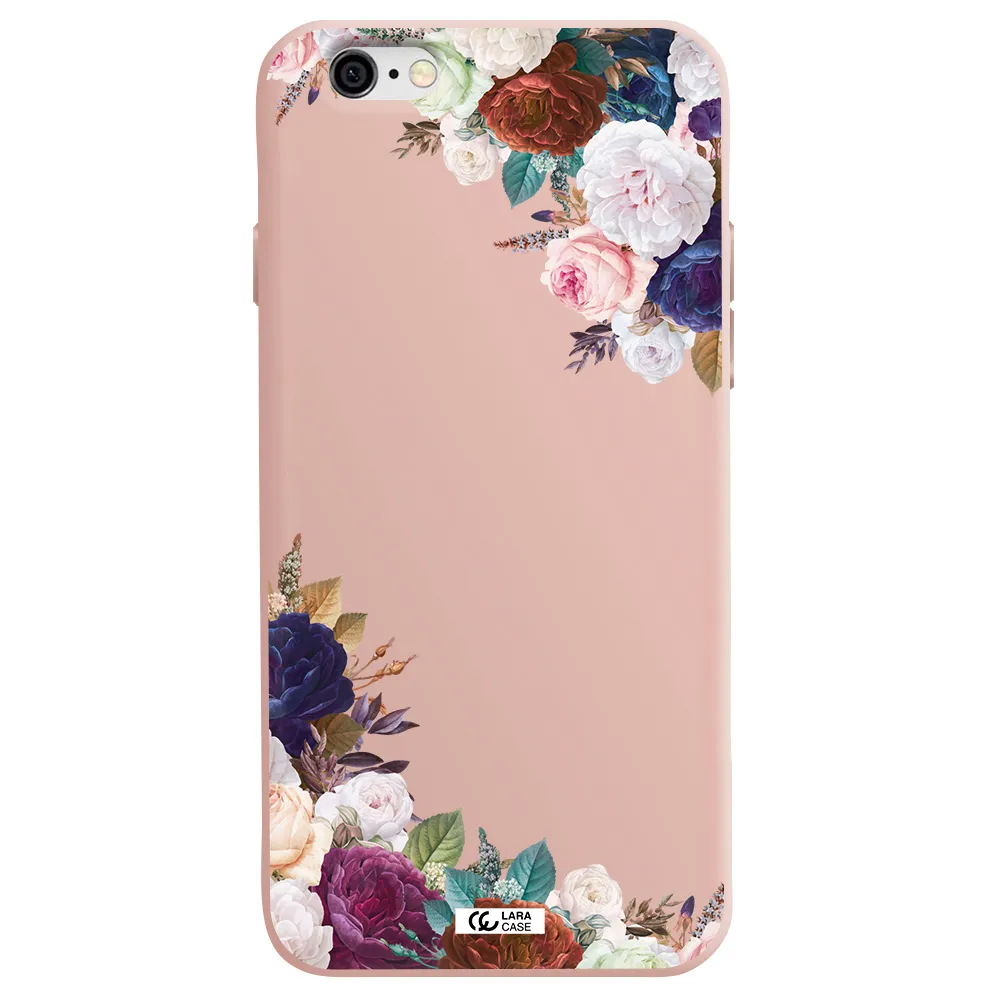 a corner of flowers with leaves Apple iPhone 6 Silicone pastel pink Case