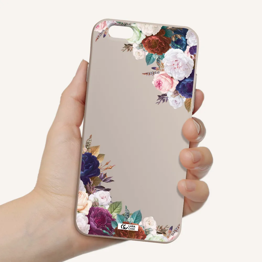 a corner of flowers with leaves Apple iPhone 6 Silicone Stone Case