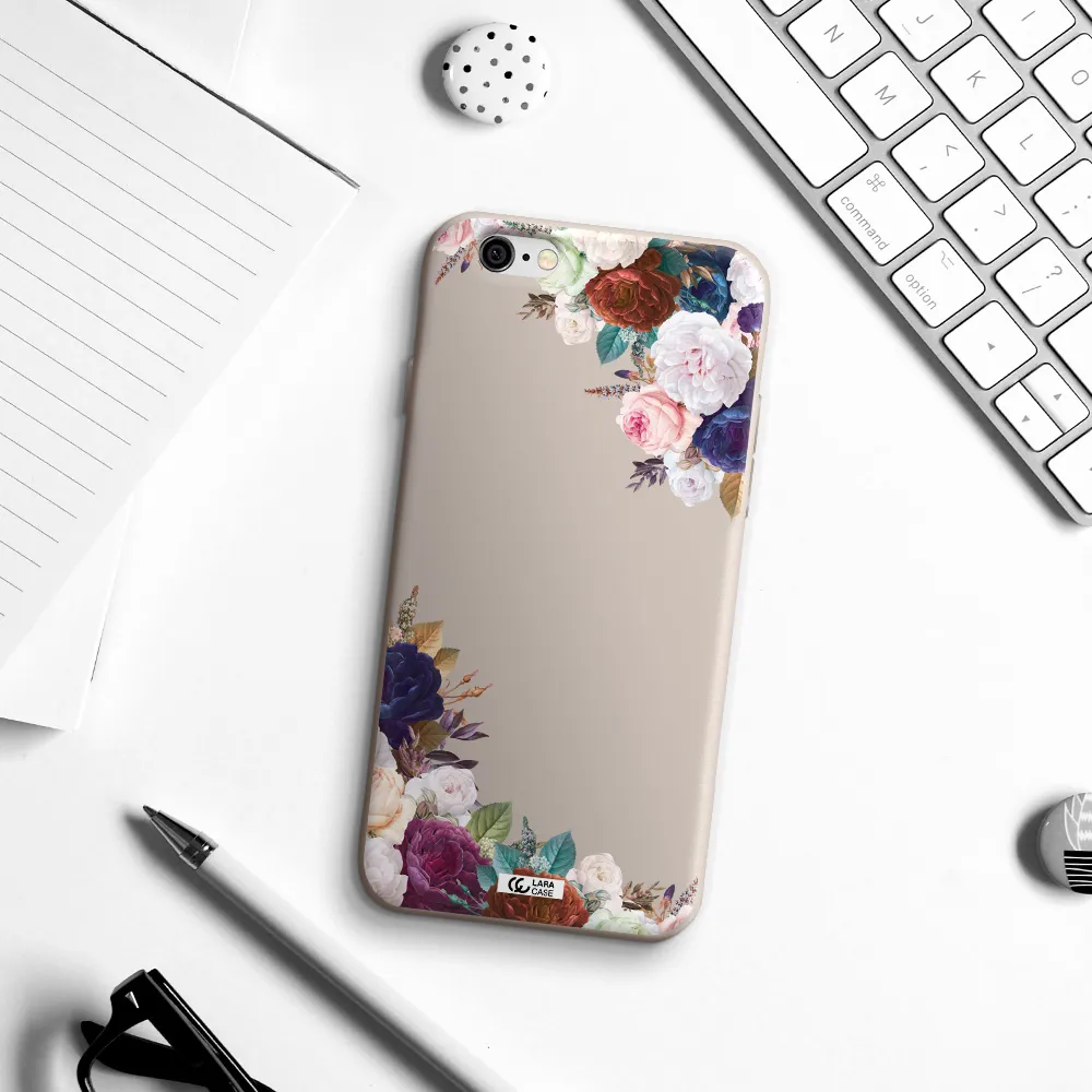 a corner of flowers with leaves Apple iPhone 6 Silicone Stone Case
