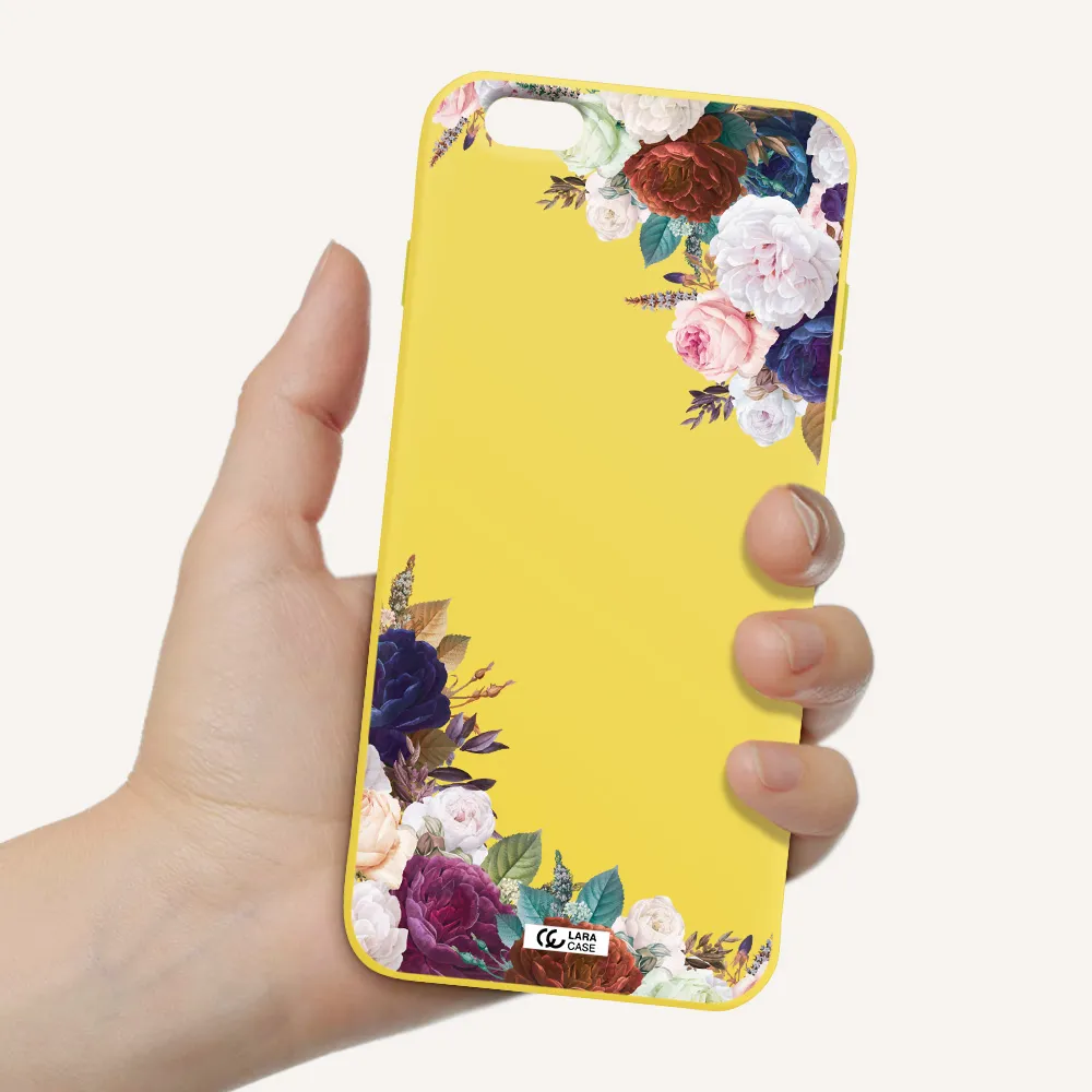 a corner of flowers with leaves Apple iPhone 6S Silicone canary yellow Case