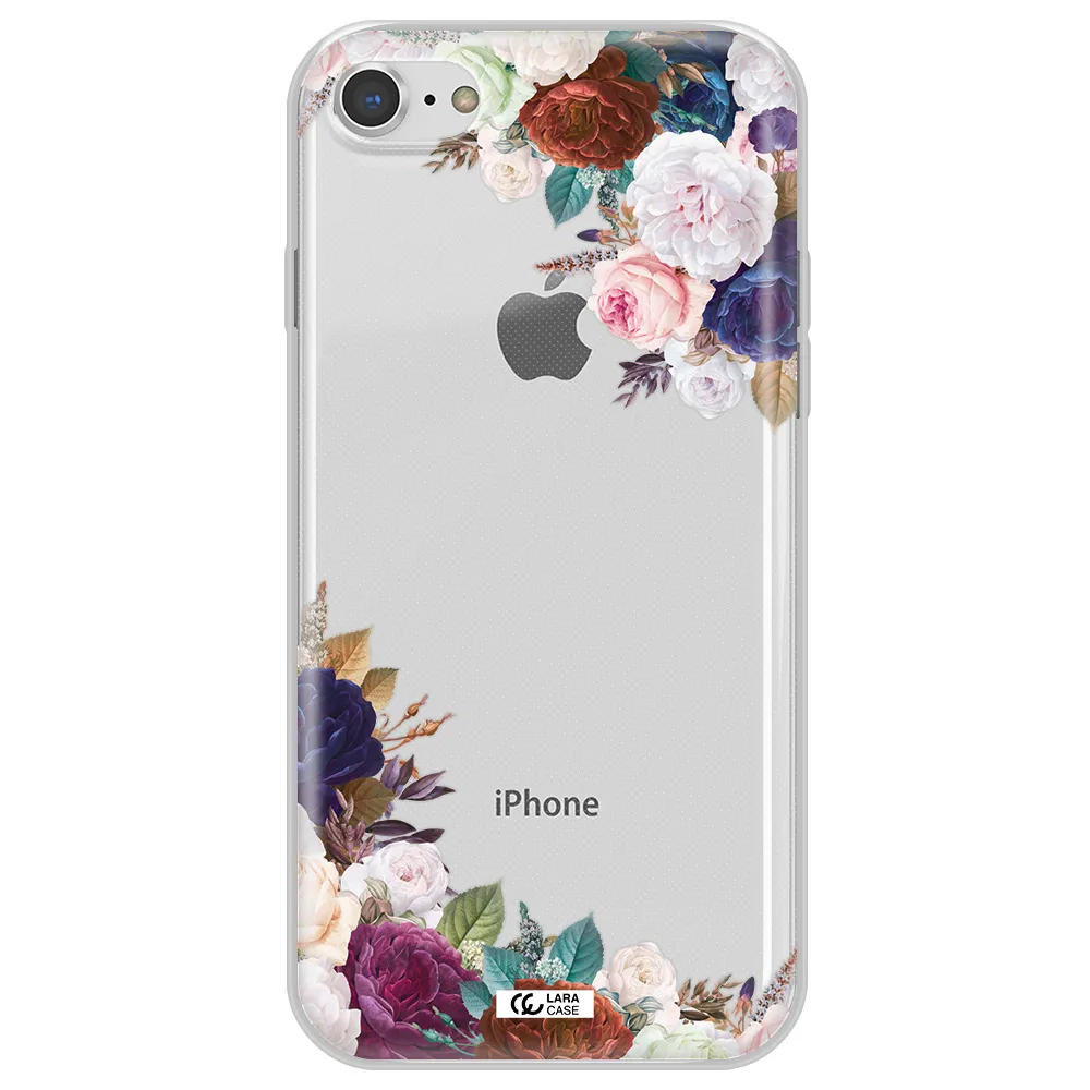 a corner of flowers with leaves Apple iPhone 7 Clear TPU Case