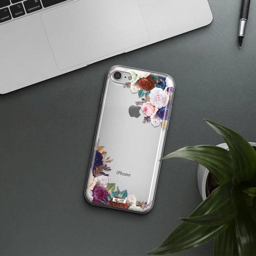 a corner of flowers with leaves Apple iPhone 7 Clear TPU Case