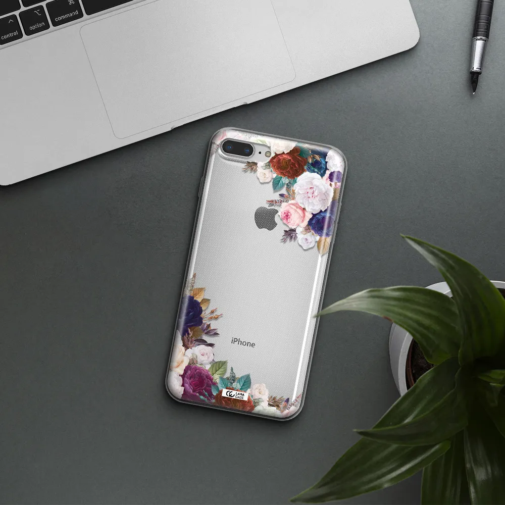 a corner of flowers with leaves Apple iPhone 7 plus Clear TPU Case