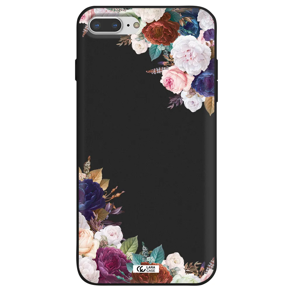 a corner of flowers with leaves Apple iPhone 7 plus Silicone black Case