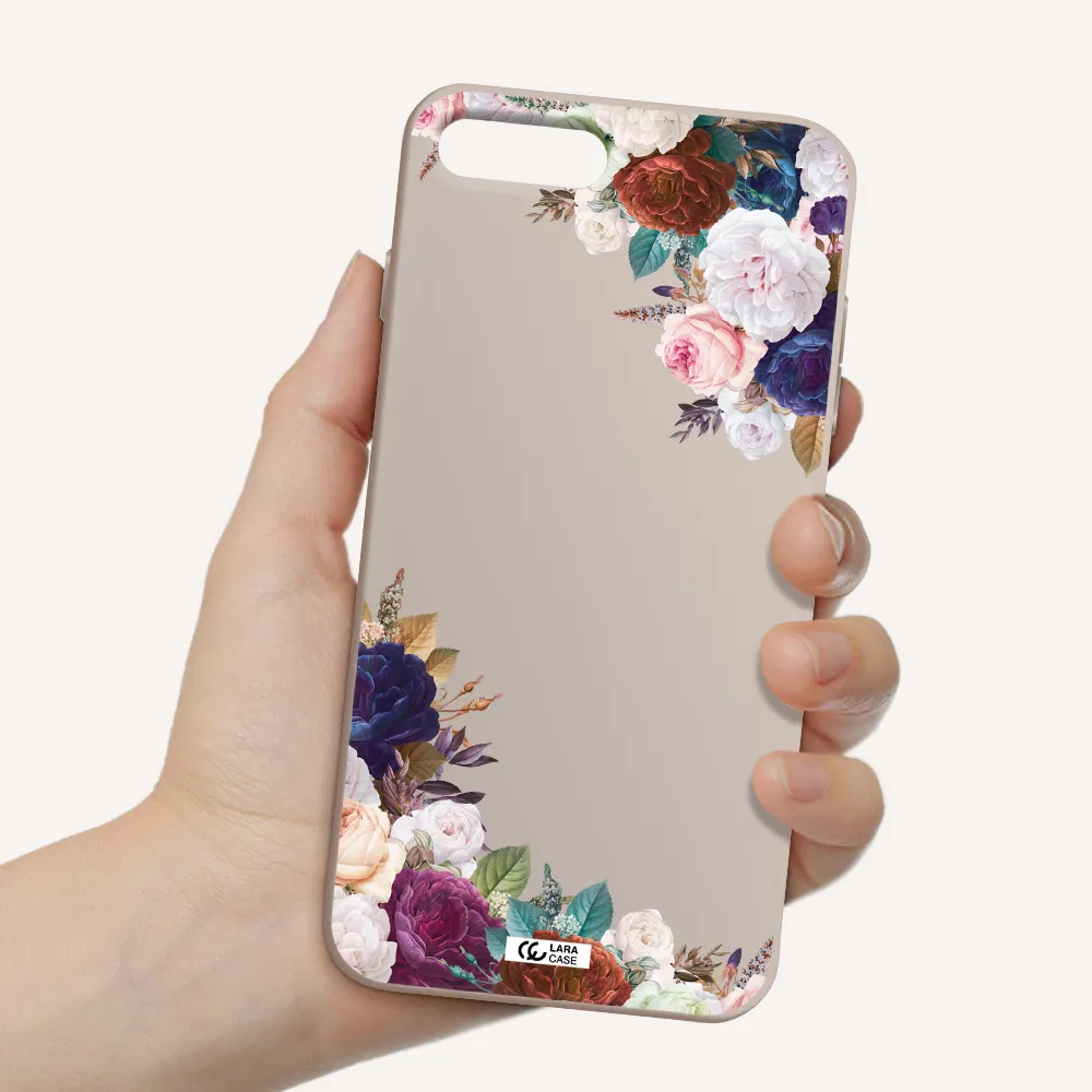 a corner of flowers with leaves Apple iPhone 7 plus Silicone Stone Case