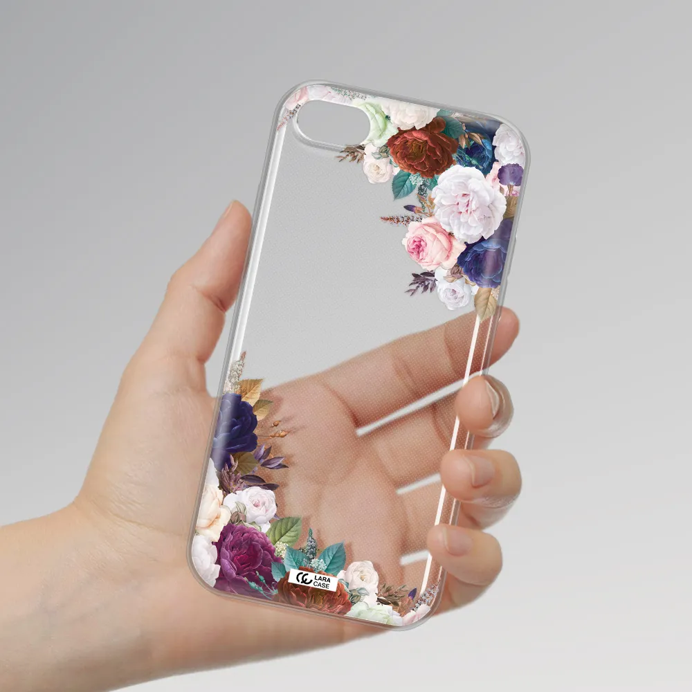 a corner of flowers with leaves Apple iPhone 8 Clear TPU Case