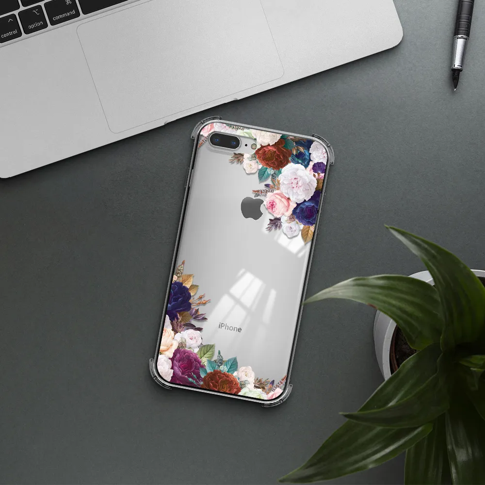 a corner of flowers with leaves Apple iPhone 8 plus Clear PC Case