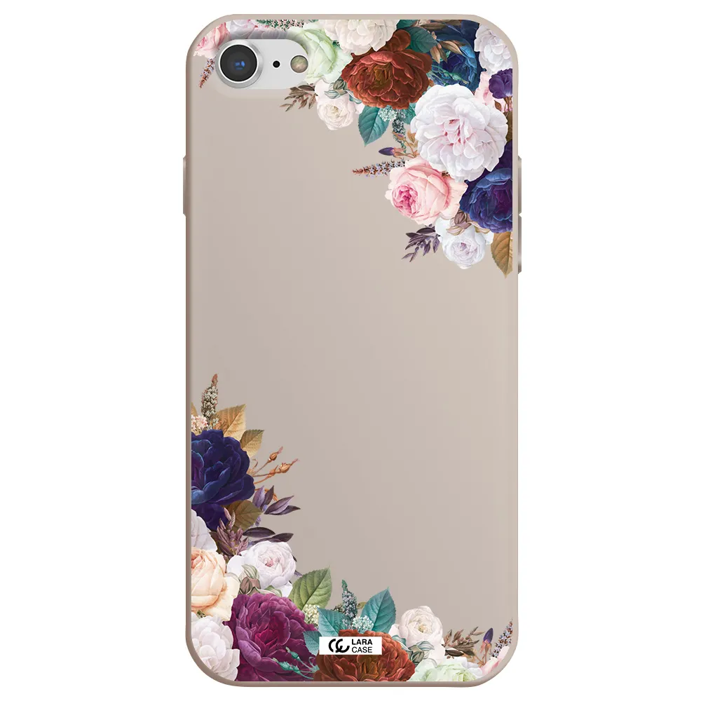 a corner of flowers with leaves Apple iPhone 8 Silicone Stone Case