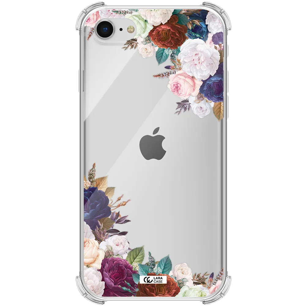 a corner of flowers with leaves Apple iPhone se 2020 Clear PC Case