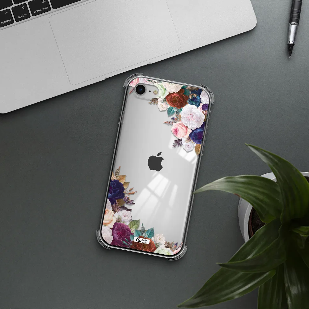 a corner of flowers with leaves Apple iPhone se 2020 Clear PC Case