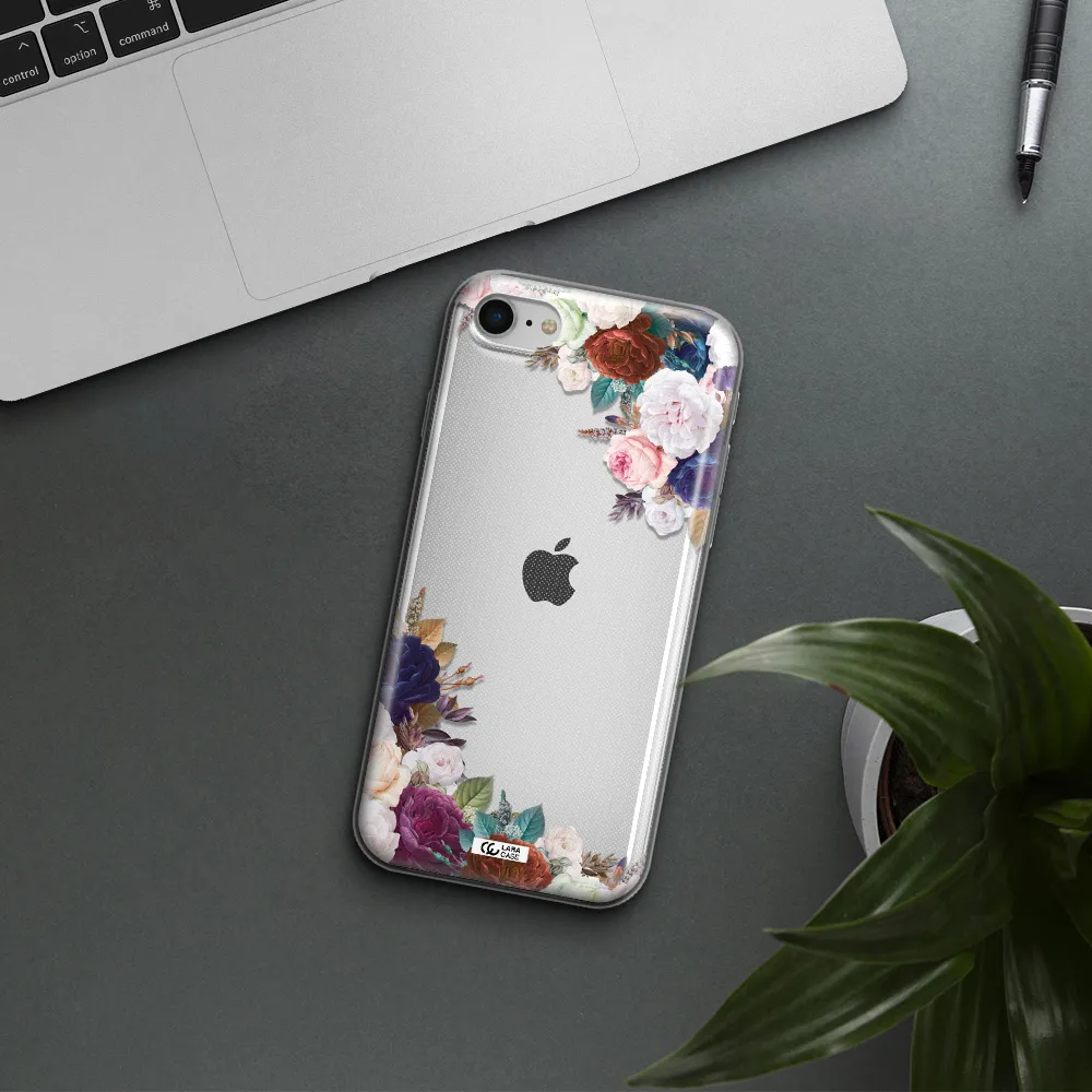 A Corner Of Flowers With Leaves Apple Iphone Se 2020 Clear Tpu Case