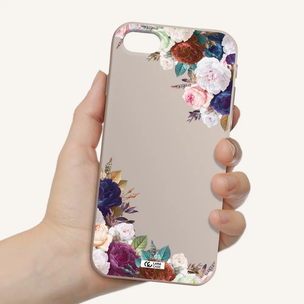 a corner of flowers with leaves Apple iPhone se 2020 Silicone Stone Case
