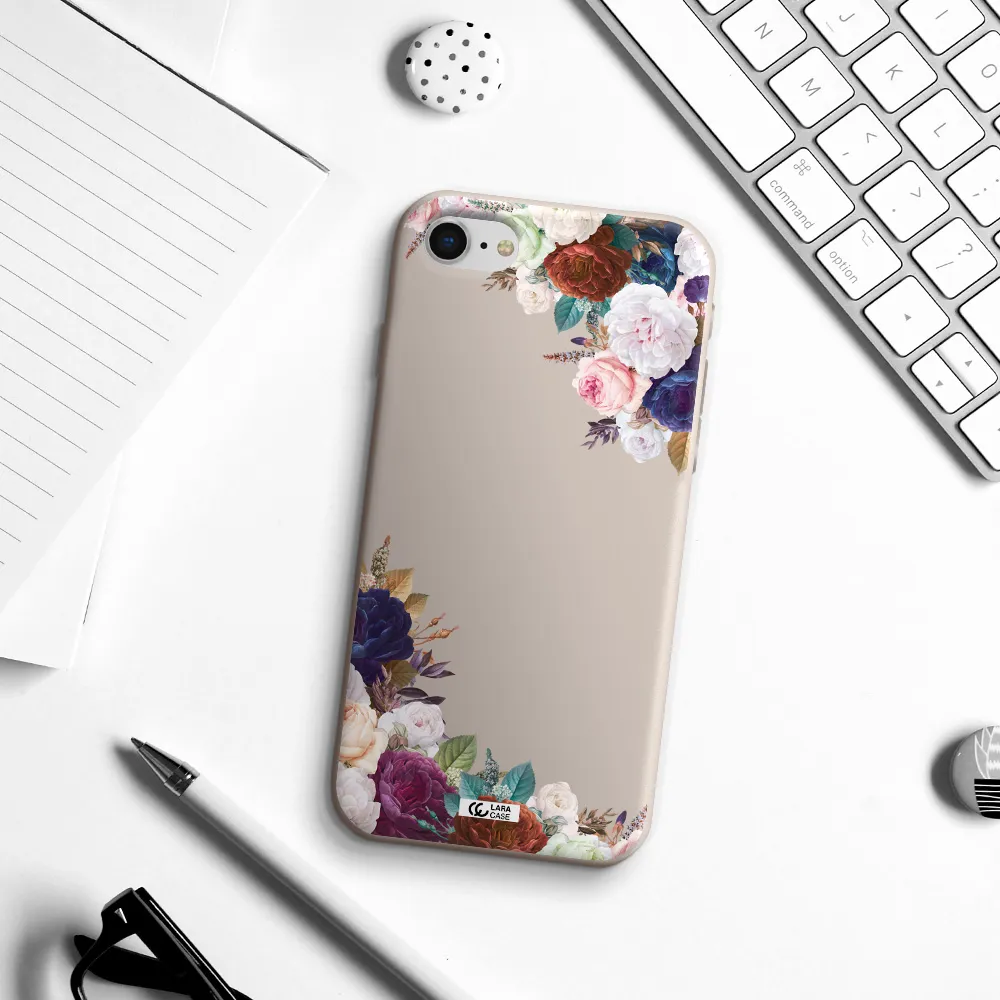 a corner of flowers with leaves Apple iPhone se 2020 Silicone Stone Case