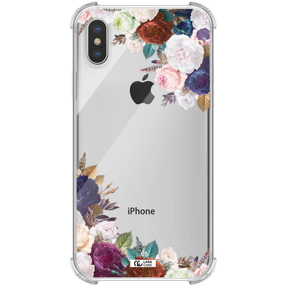 a corner of flowers with leaves Apple iPhone X Clear PC Case