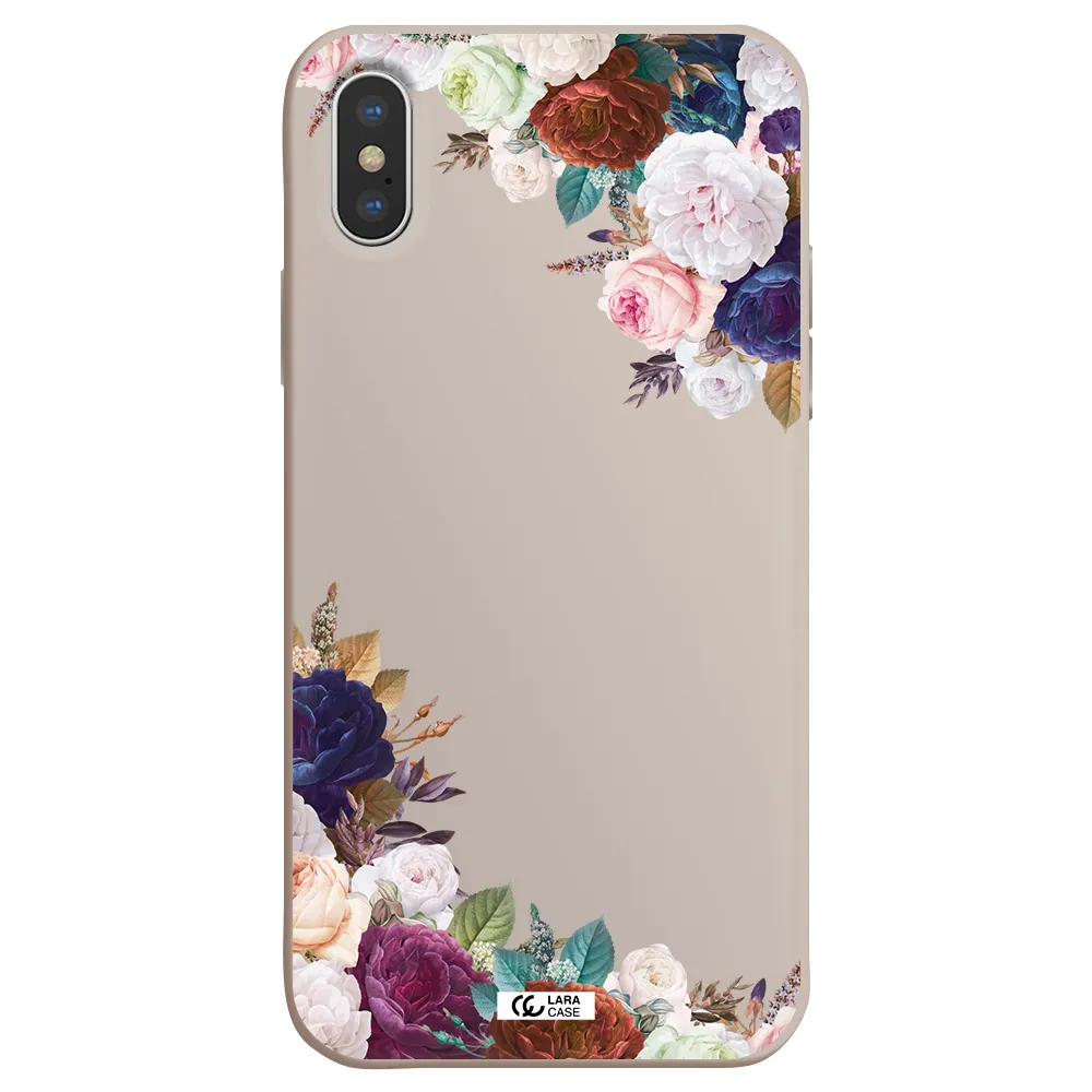 a corner of flowers with leaves Apple iPhone X Silicone Stone Case
