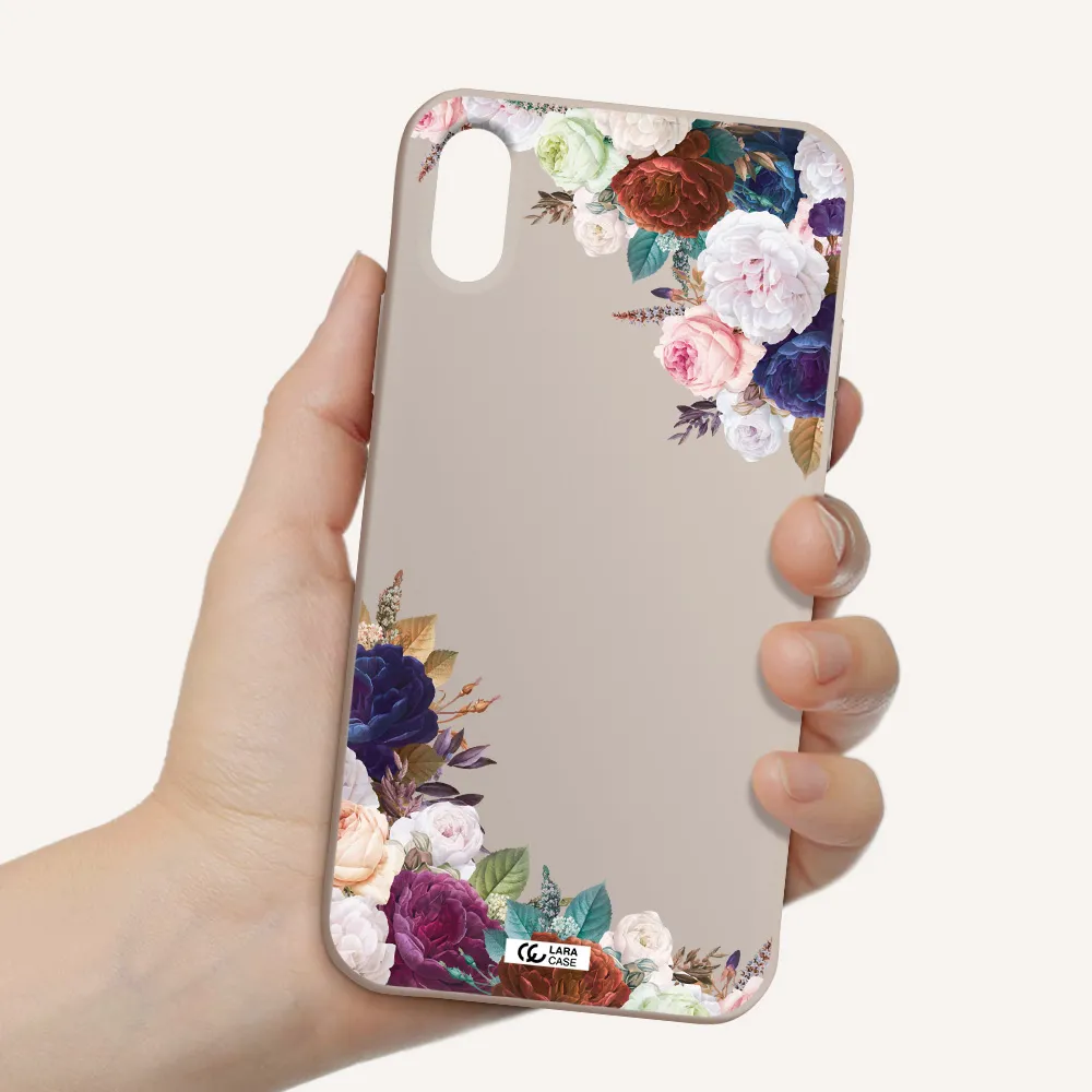 a corner of flowers with leaves Apple iPhone X Silicone Stone Case