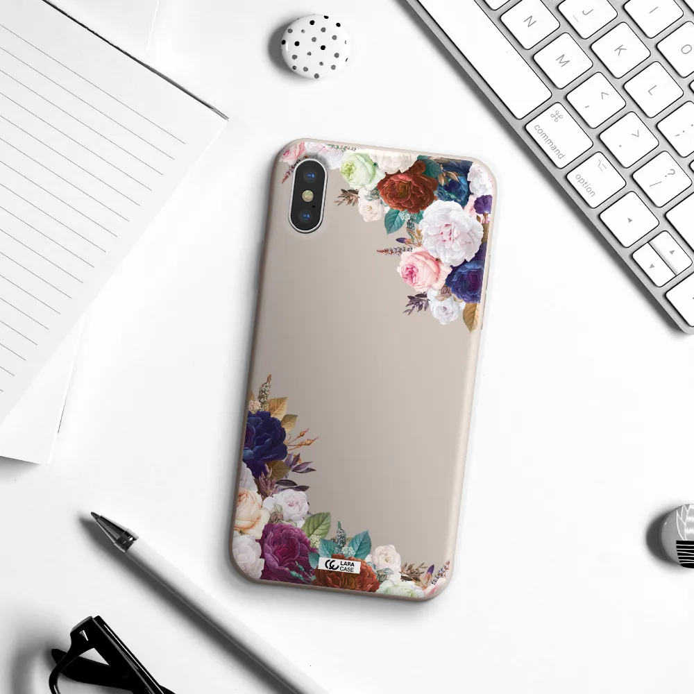 a corner of flowers with leaves Apple iPhone X Silicone Stone Case