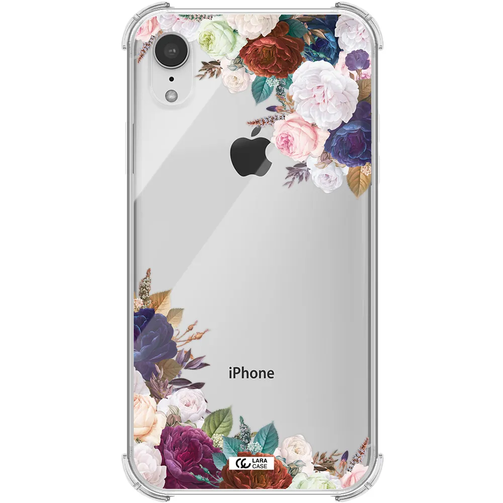 a corner of flowers with leaves Apple iPhone XR Clear PC Case