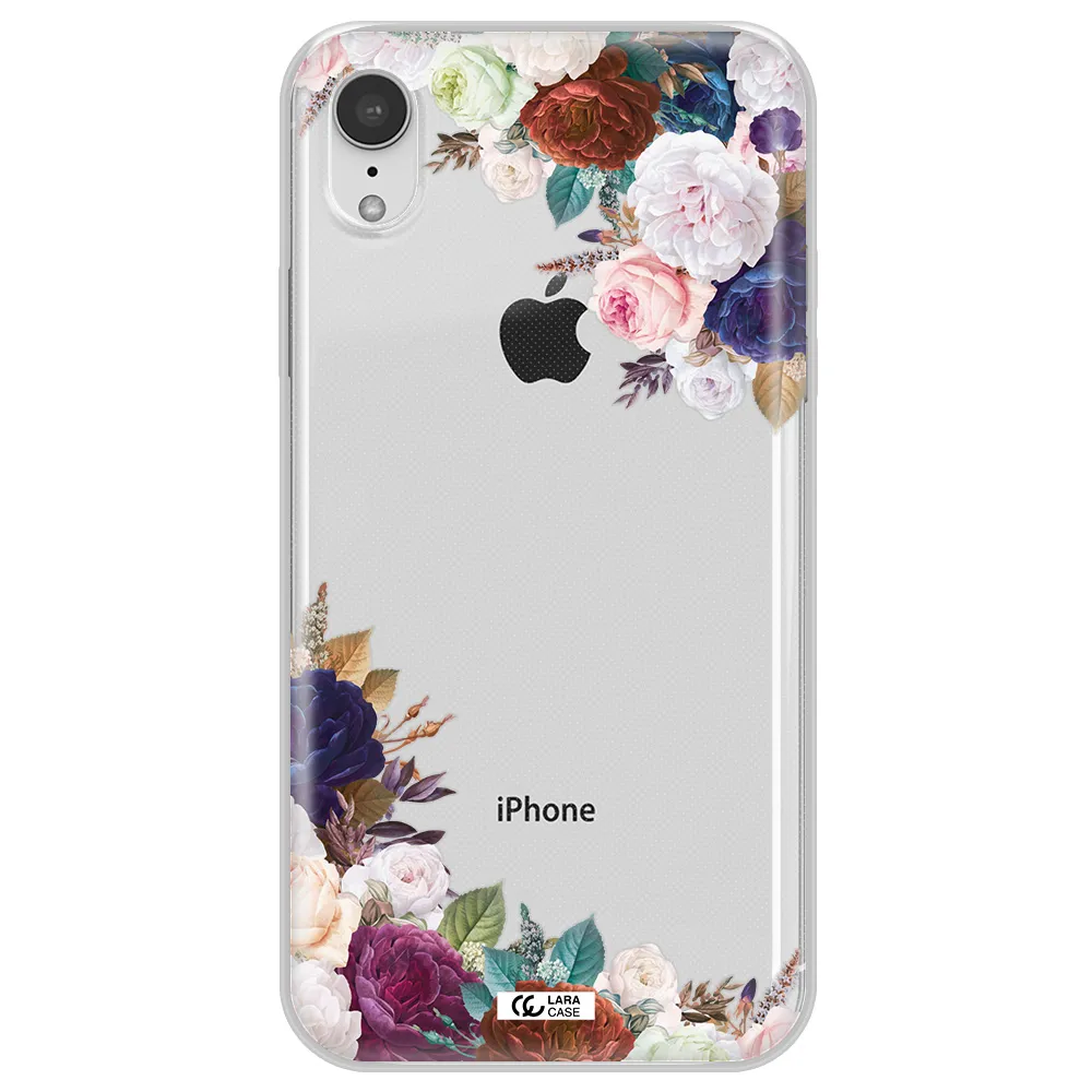 a corner of flowers with leaves Apple iPhone XR Clear TPU Case