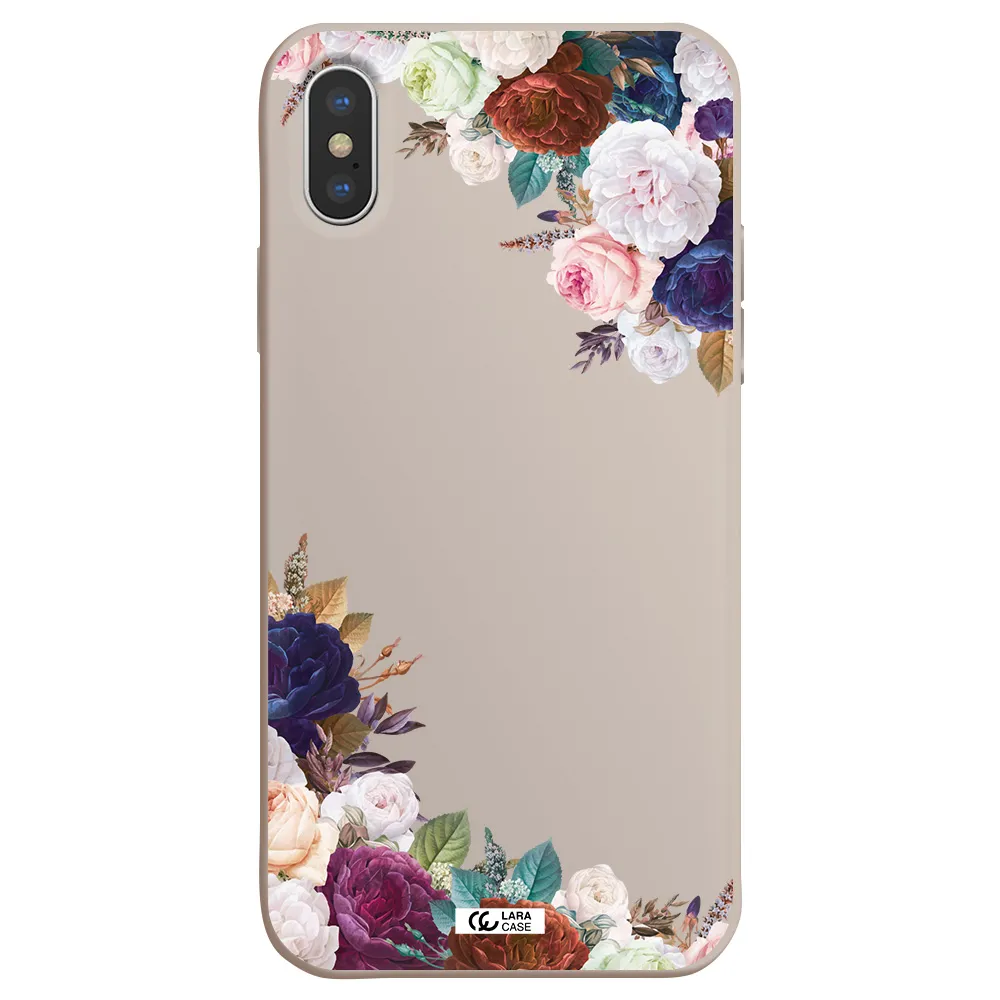 a corner of flowers with leaves Apple iPhone XS Silicone Stone Case