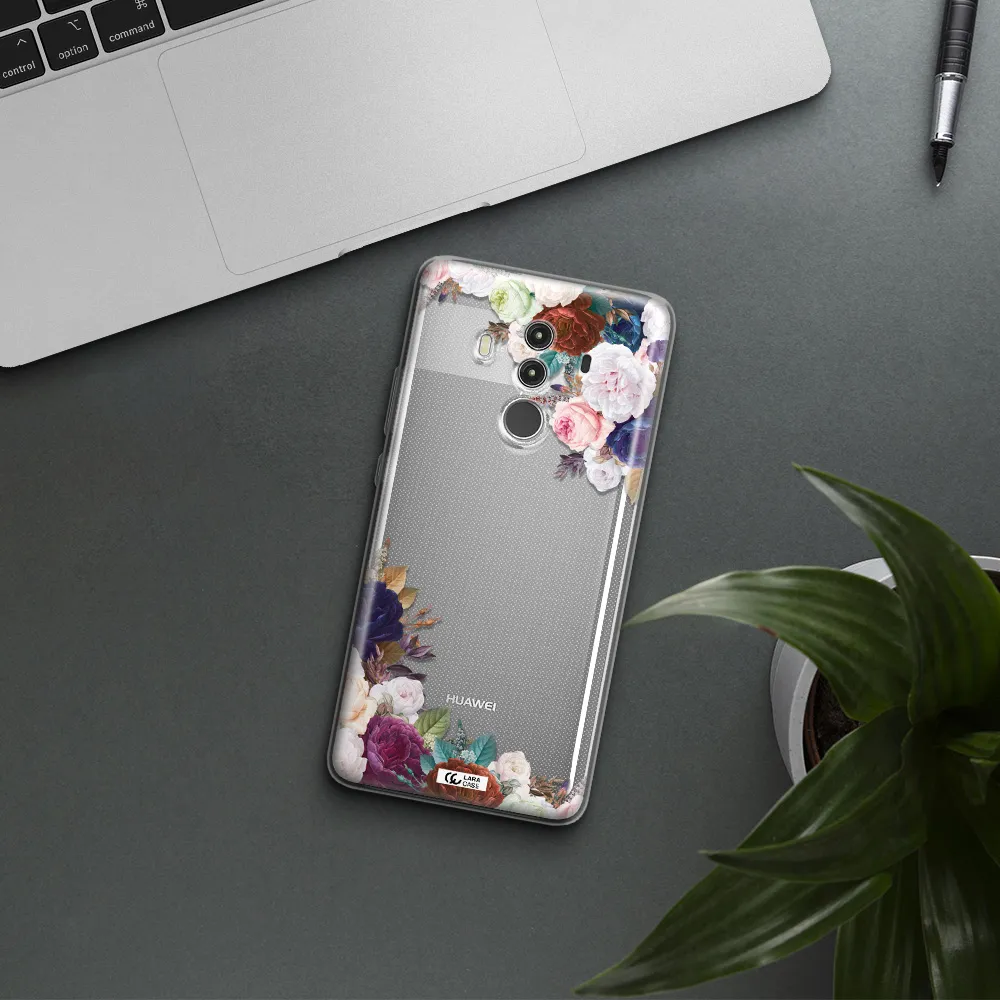 a corner of flowers with leaves Huawei Mate 10 Clear TPU Case
