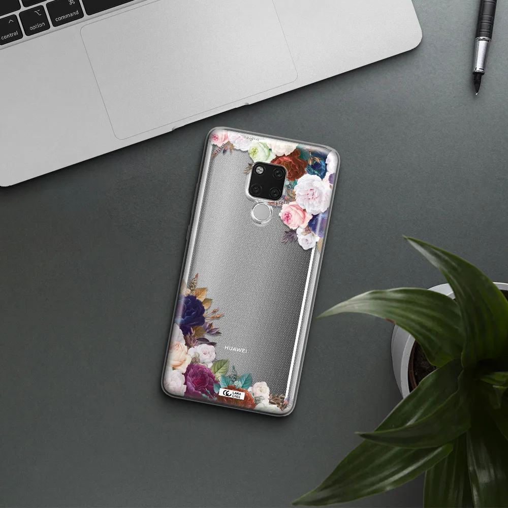a corner of flowers with leaves Huawei Mate 20X Clear TPU Case