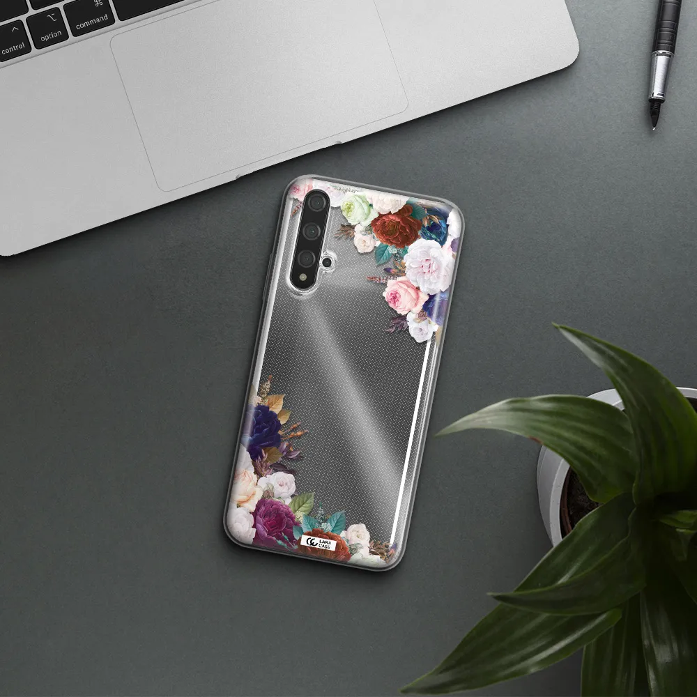 a corner of flowers with leaves Huawei Nova 5t Clear TPU Case