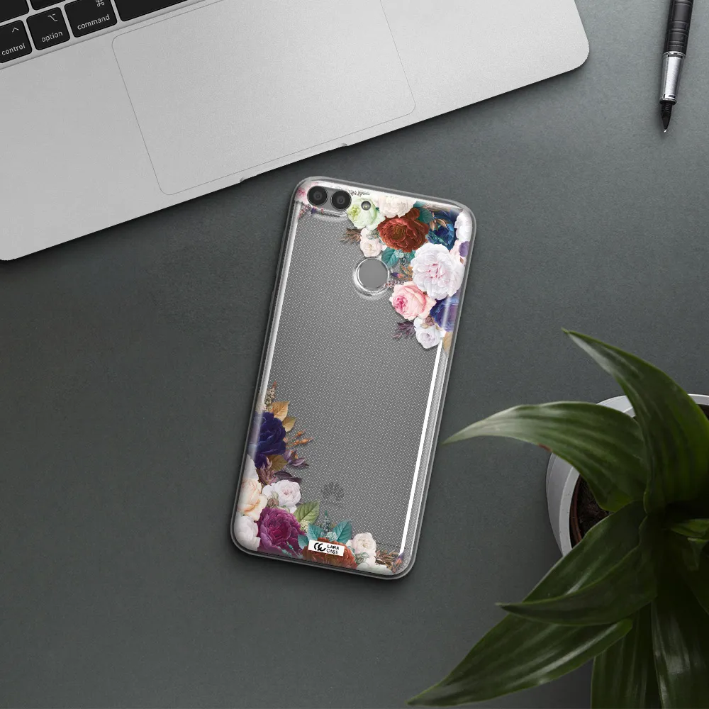 a corner of flowers with leaves Huawei P Smart 2017 Clear TPU Case