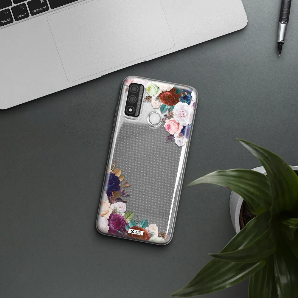 a corner of flowers with leaves Huawei P Smart 2020 Clear TPU Case