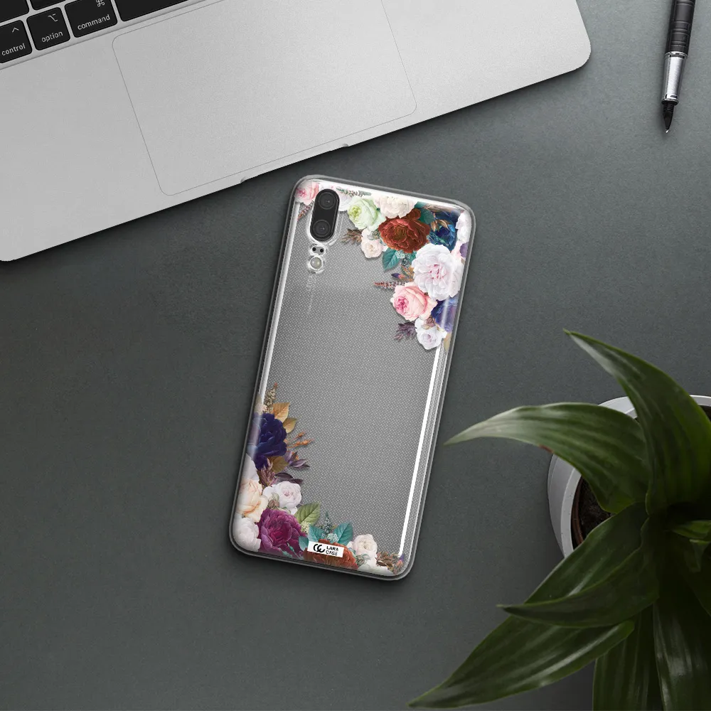 a corner of flowers with leaves Huawei P20 Clear TPU Case