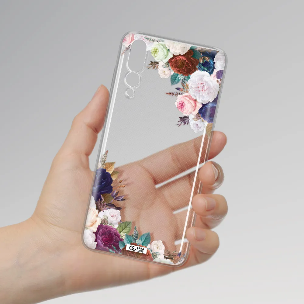 a corner of flowers with leaves Huawei P20 Pro Clear TPU Case
