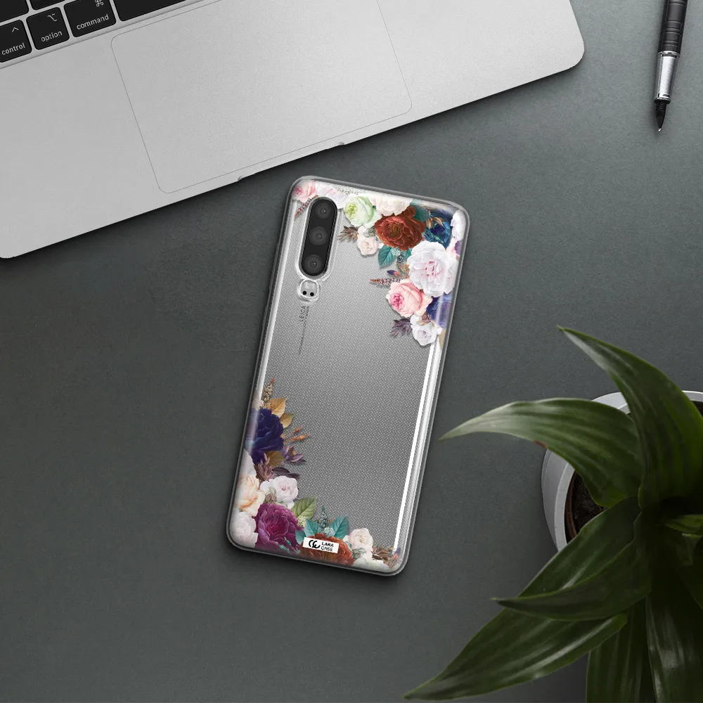 a corner of flowers with leaves Huawei P30 Clear TPU Case