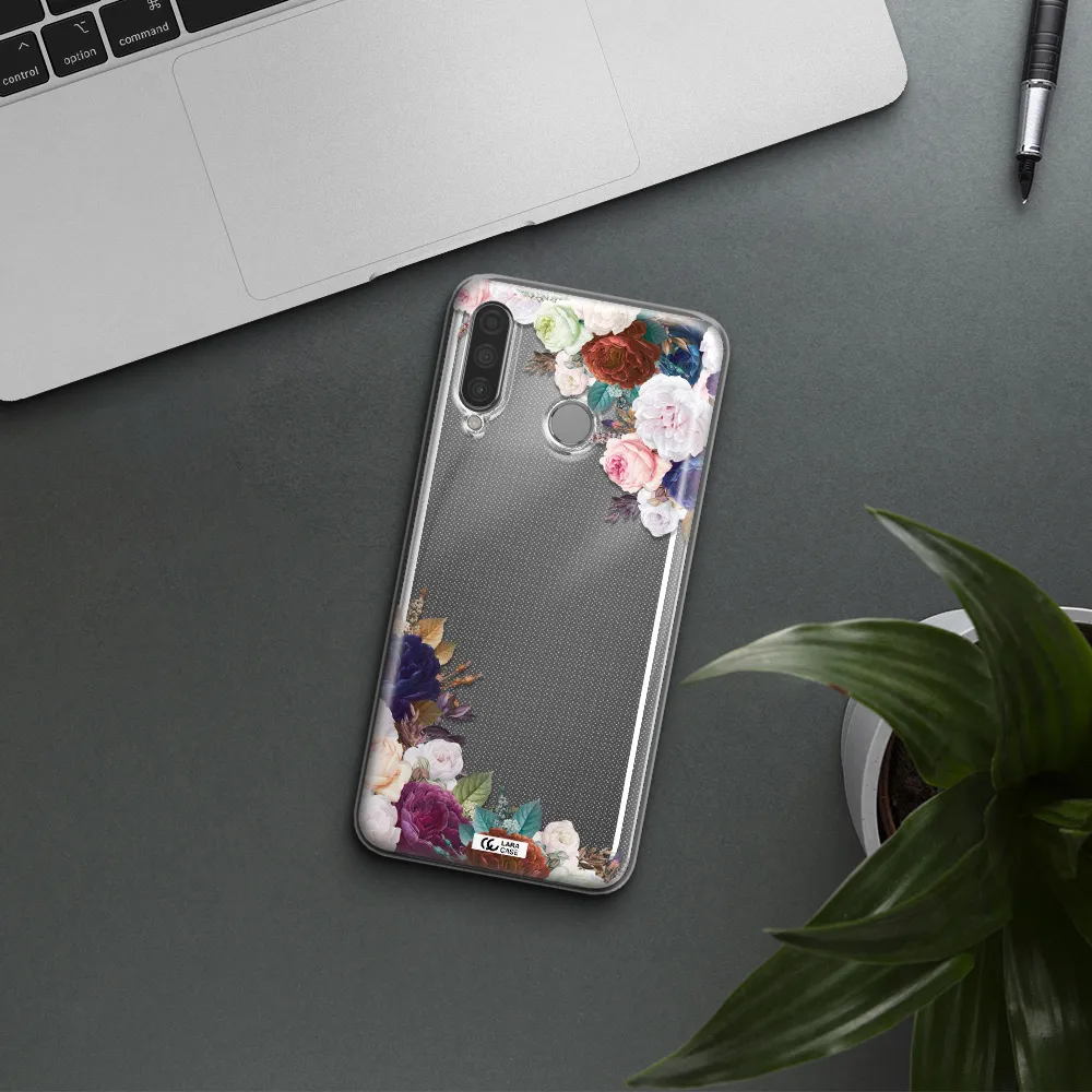 a corner of flowers with leaves Huawei P30 Lite Clear TPU Case