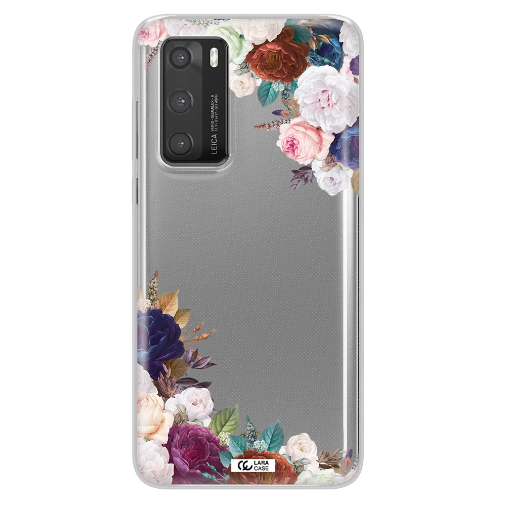 a corner of flowers with leaves Huawei P40 Clear TPU Case