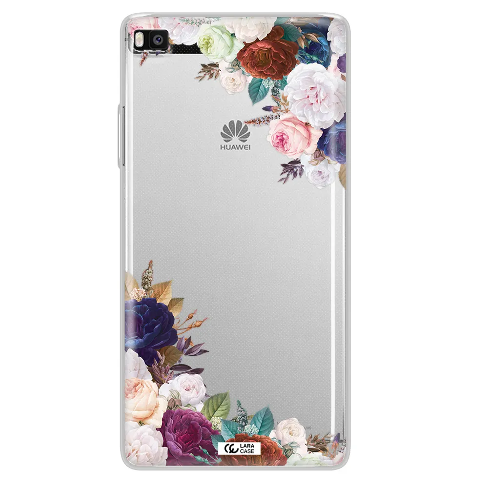 a corner of flowers with leaves Huawei P8 Clear TPU Case