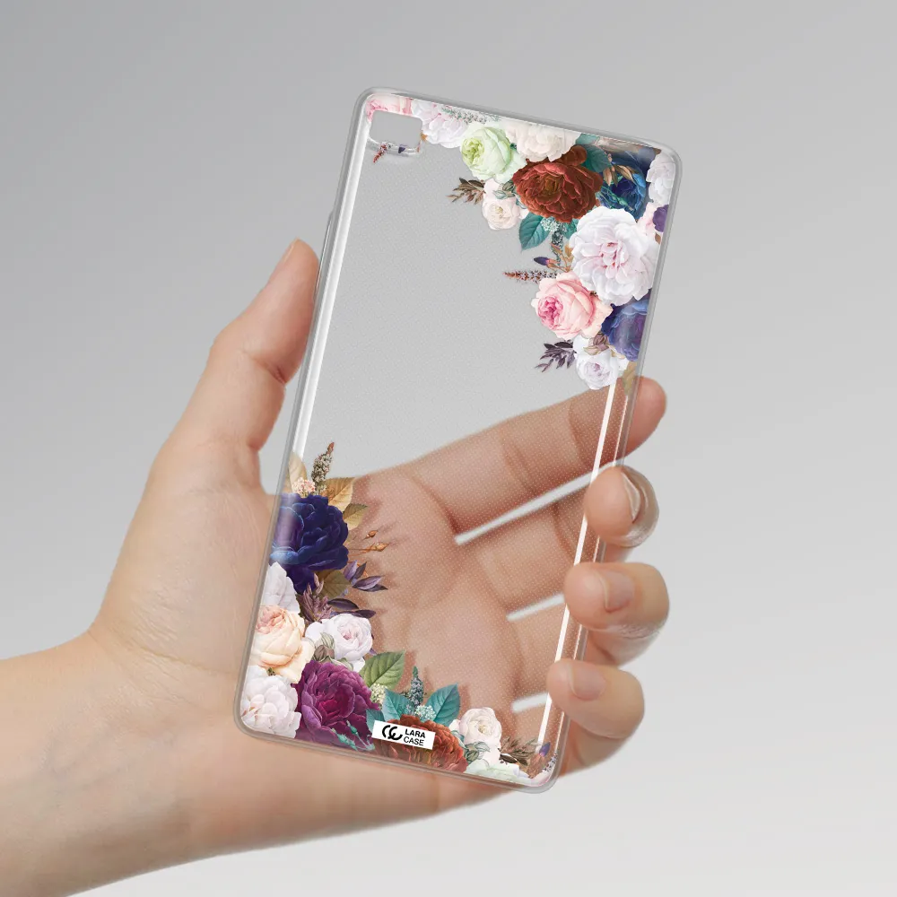 a corner of flowers with leaves Huawei P8 Clear TPU Case
