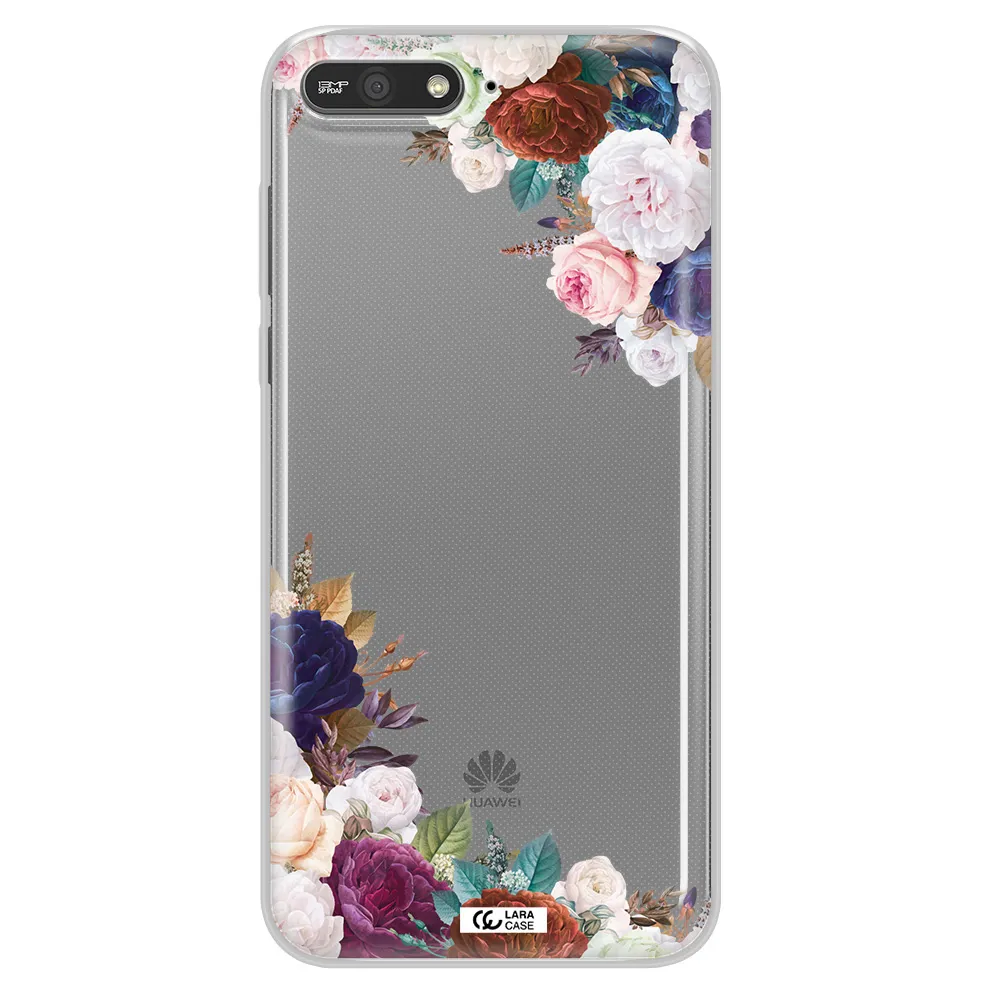 a corner of flowers with leaves Huawei Y6 2018 Clear TPU Case