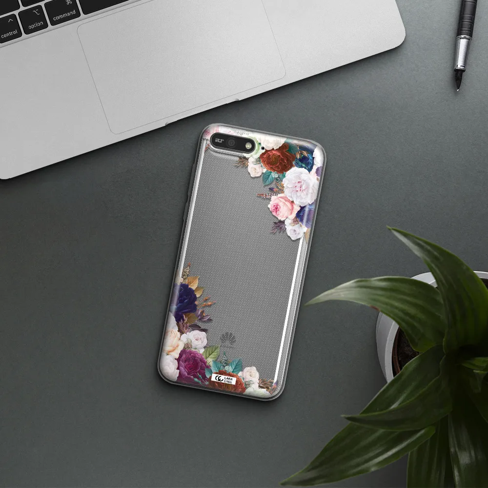 a corner of flowers with leaves Huawei Y6 2018 Clear TPU Case