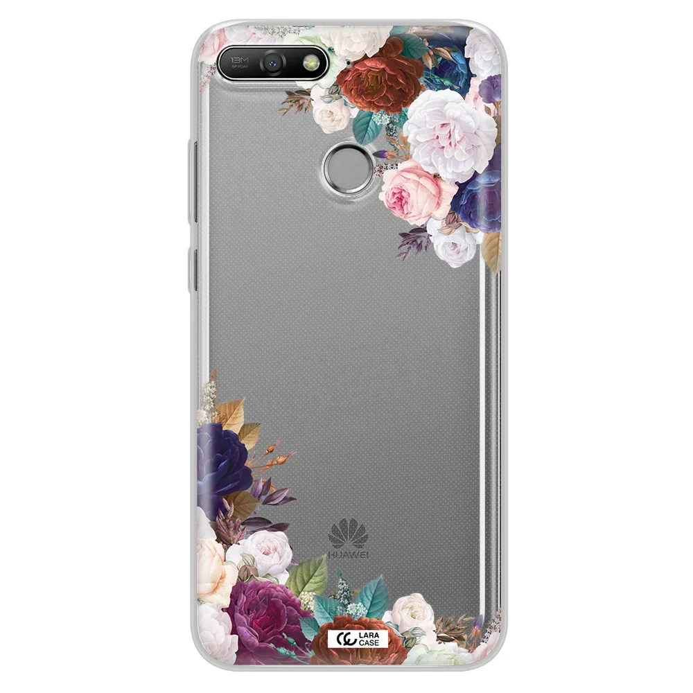 a corner of flowers with leaves Huawei Y6 Prime 2018 Clear TPU Case