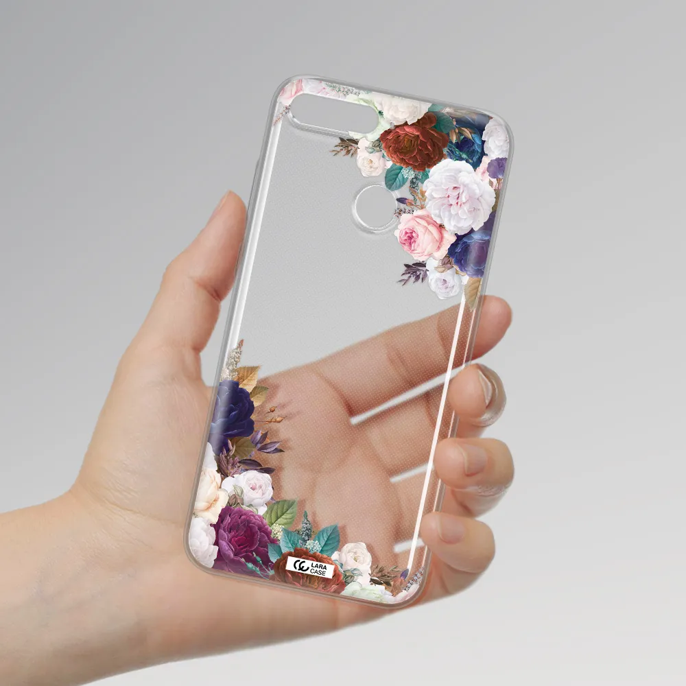 a corner of flowers with leaves Huawei Y6 Prime 2018 Clear TPU Case