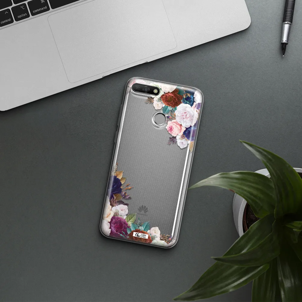 a corner of flowers with leaves Huawei Y6 Prime 2018 Clear TPU Case
