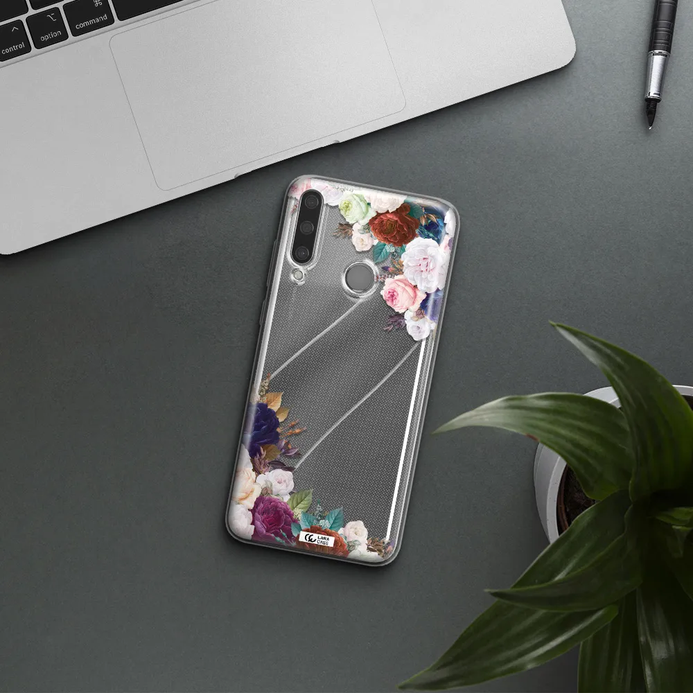 a corner of flowers with leaves Huawei Y6P Clear TPU Case