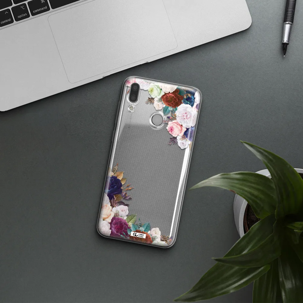 a corner of flowers with leaves Huawei Y7 2019 Clear TPU Case