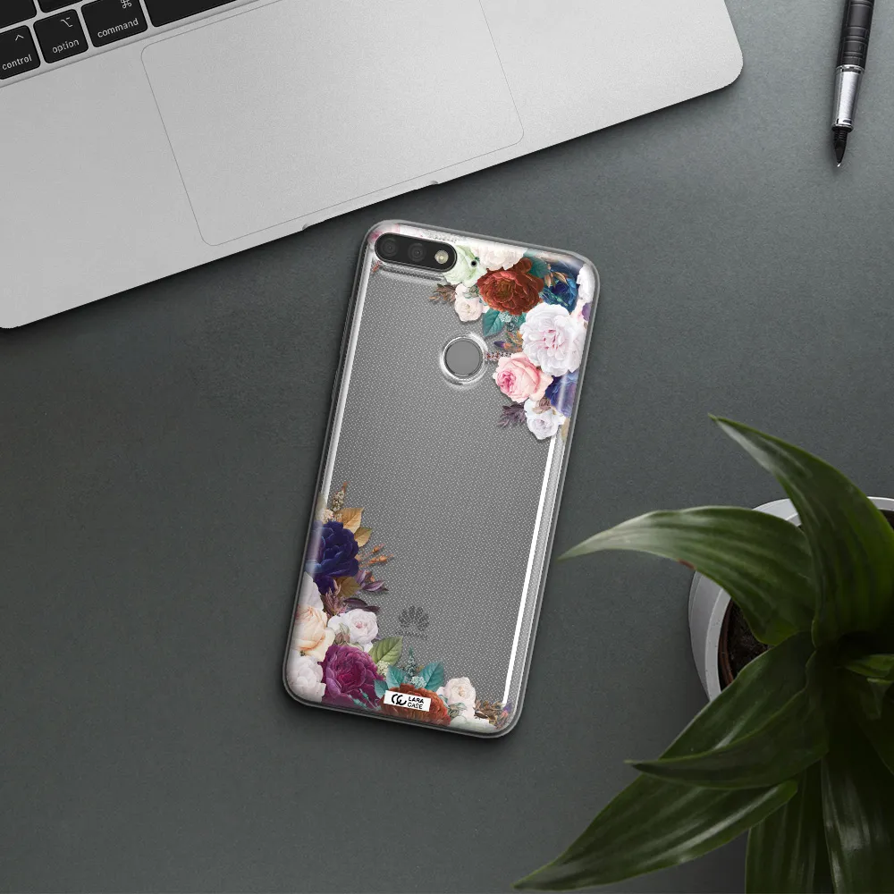 a corner of flowers with leaves Huawei Y7 Prime 2018 Clear TPU Case