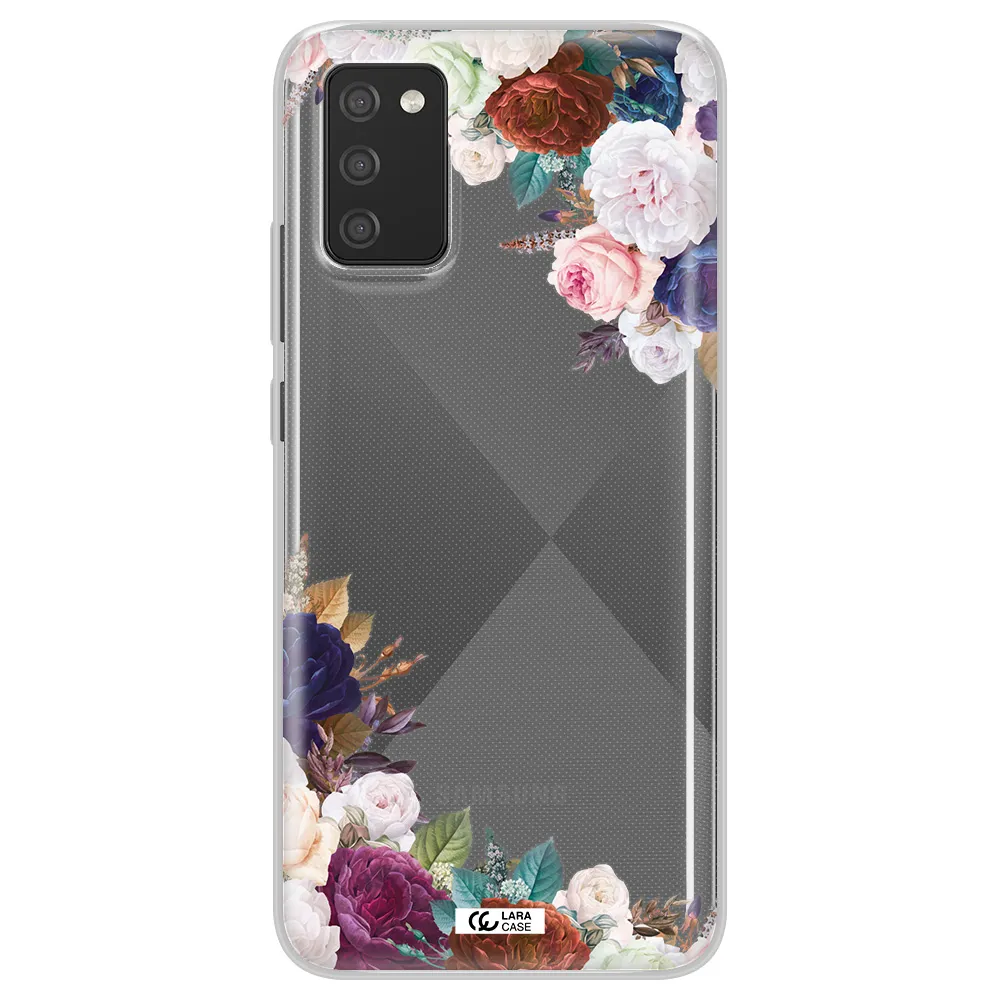 a corner of flowers with leaves Samsung A02S Clear TPU Case
