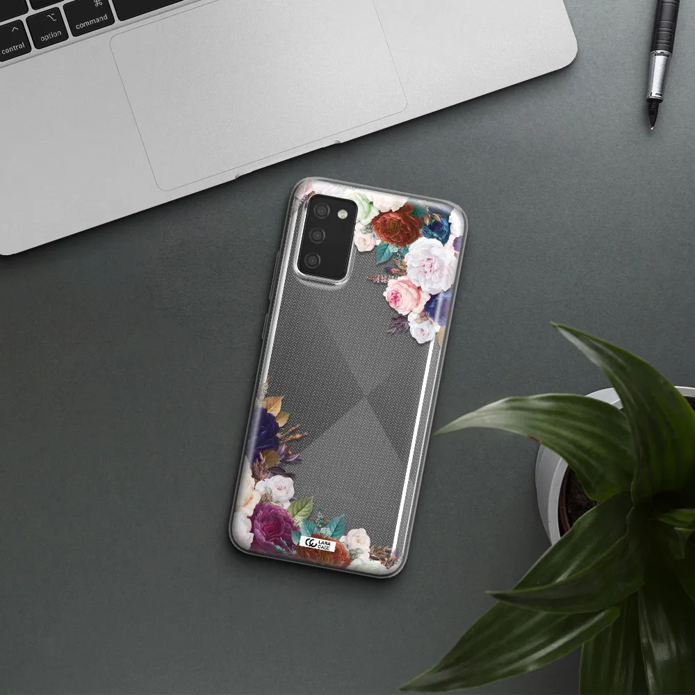 a corner of flowers with leaves Samsung A02S Clear TPU Case
