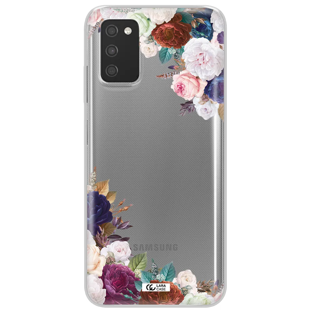 a corner of flowers with leaves Samsung A03S Clear TPU Case
